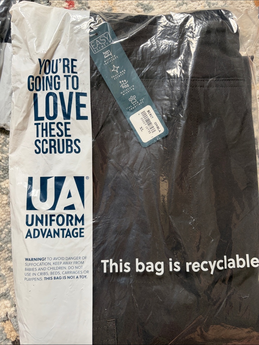 Uniform Advantage Black Scrub Pants - Easy Care Classic